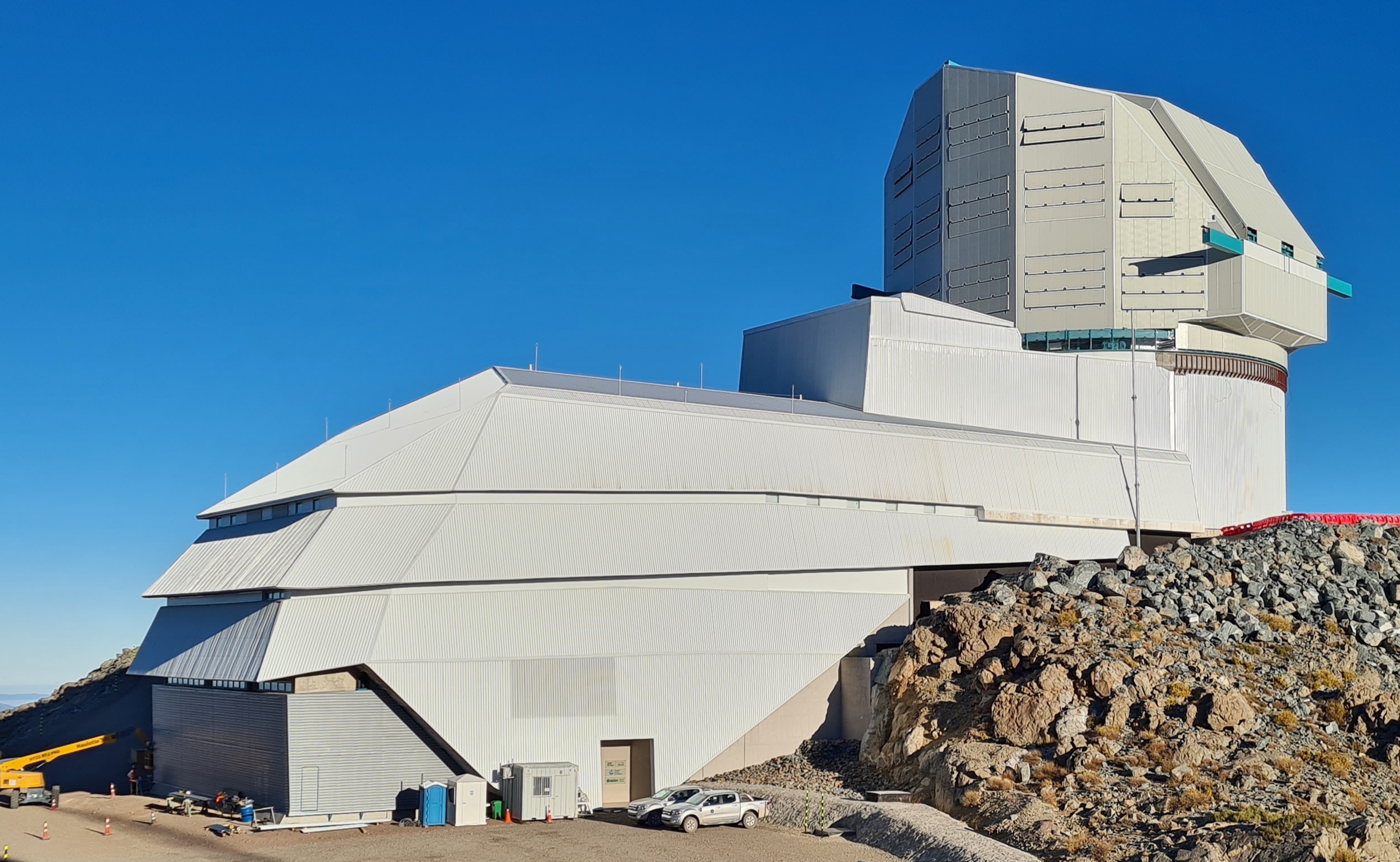 Drone photo of the Rubin Observatory summit facility. Rubin Observatory/NSF/AURA